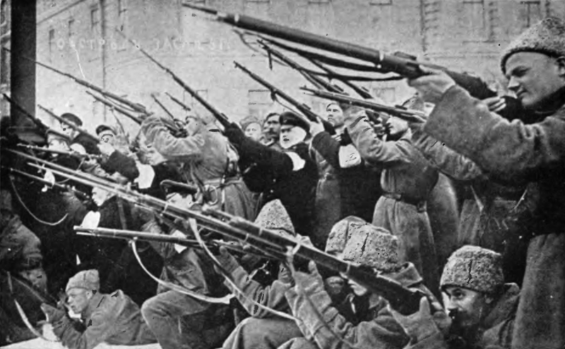 	 Tropas revolucionarias atacando a la policia zarista