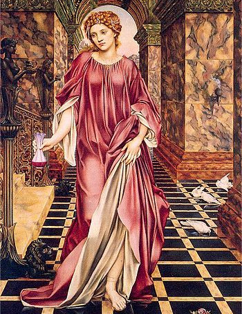 Medea posa como hechicera con una copa de veneno