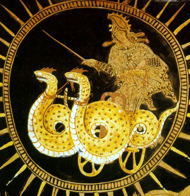Medea huye en el carro del sol hacia Atenas