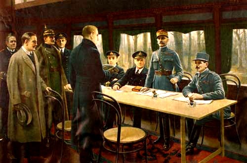 Recreación de la firma del armisticio por los alemanes