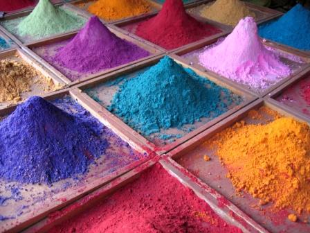 Muestrario de pigmentos de colores