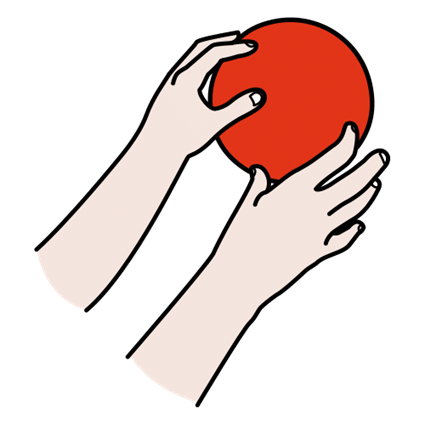 La imagen muestra dos manos que alcanzan una pelota.