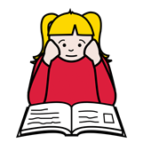 La imagen muestra una niña leyendo un libro.
