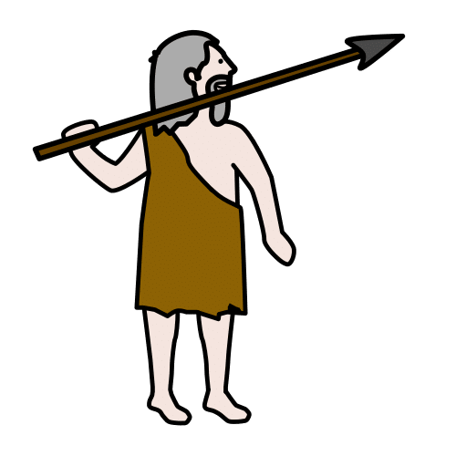 Hombre de la prehistoria con una lanza en la mano.