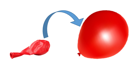 imagen de un globo vacio y otro globo lleno de aire.
