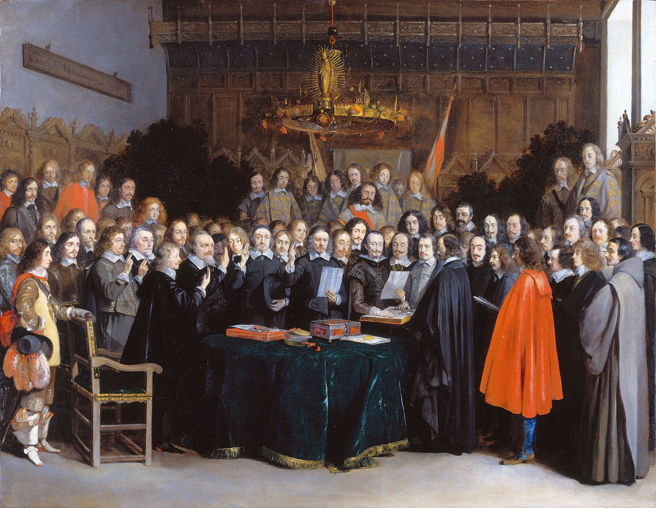 Firma del Tratado de Münster dentro de los Tratados de Westfalia en 1848