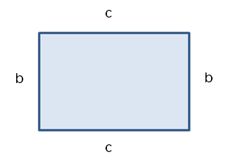 Imágen de un rectángulo con los lados largos nombrados como “c” y lo largos cortos nombrados como “b”.