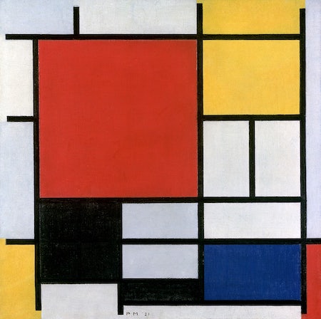 Composición con rojo, amarillo, azul y negro