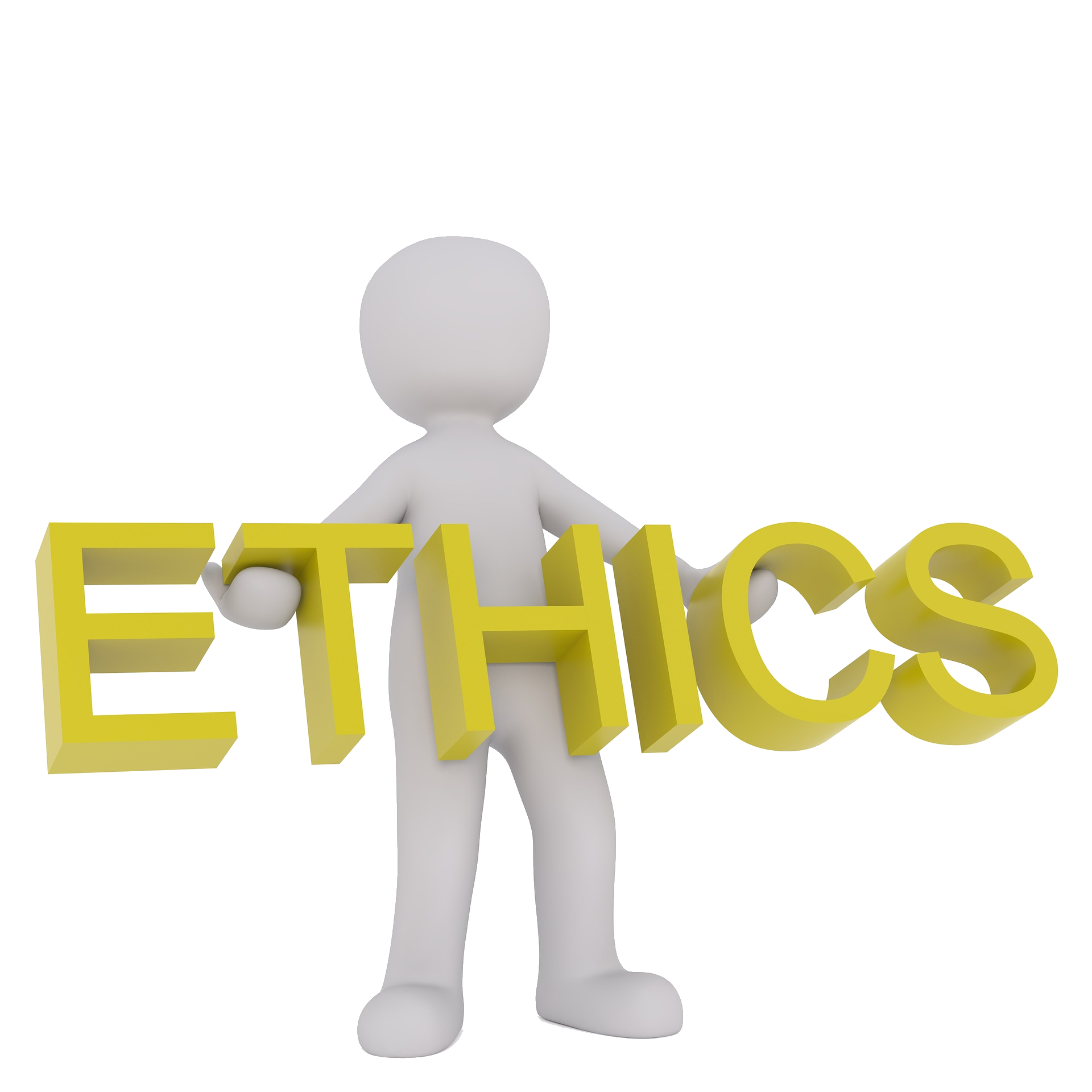 Imagen que representa a una persona sosteniendo el término ethics