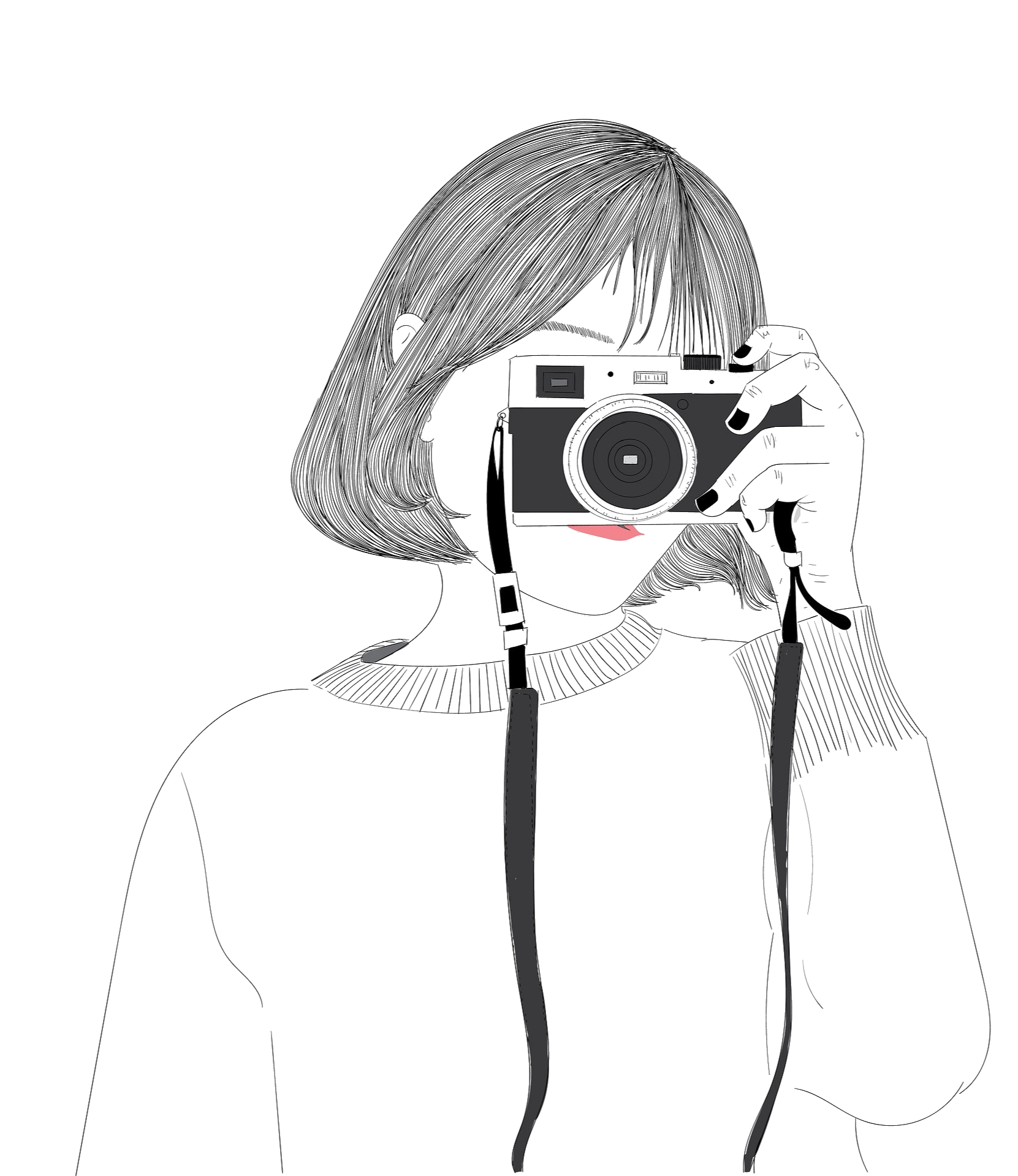 Imagen del dibujo de una chica haciendo una foto