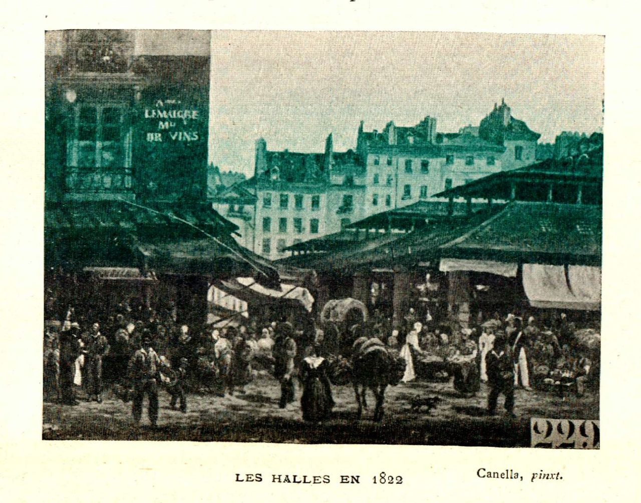 Mercado de Les Halles en 1822. París