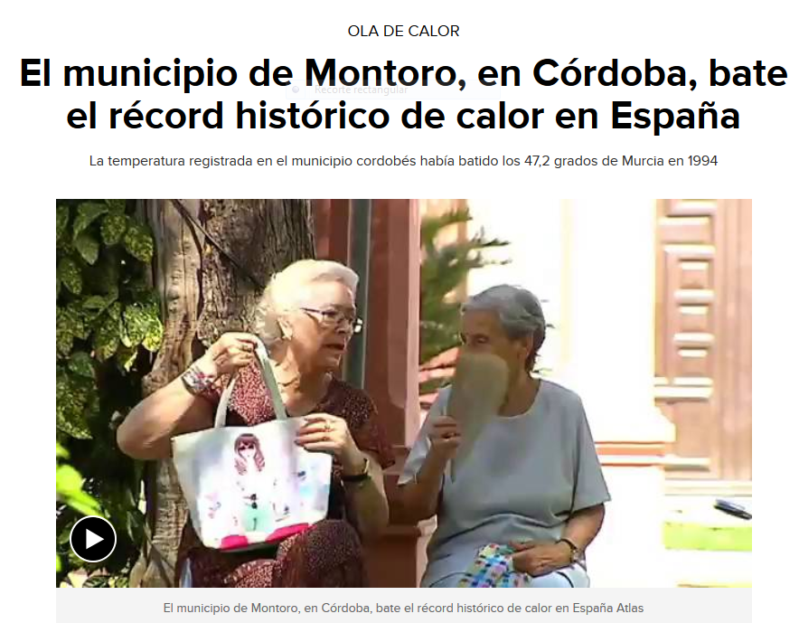 El municipio de Montoro, en Córdoba, bate el récord histórico de calor en España