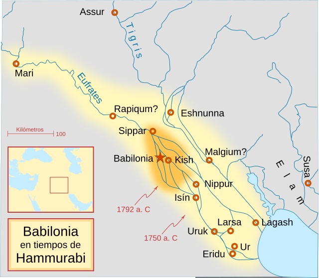Mapa que muestra el territorio de Babilonia.