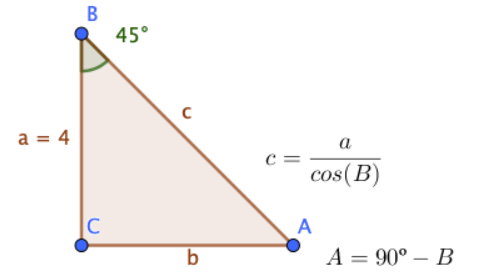 Imagen triángulo rectángulo con fórmulas de pitágoras