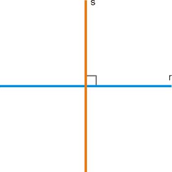 Línea perpendicular de color naranja que corta a una línea horizontal de color azul.  