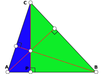La imagen muestra el triángulo anterior pintado en dos colores