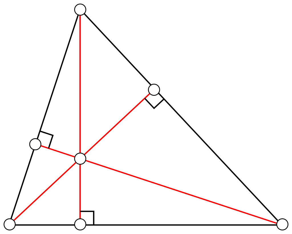 La imagen muestra un triángulo con su ortocentro