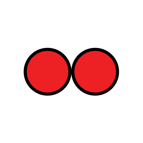 Dos círculos rojos. Un círculo junto a otro círculo.