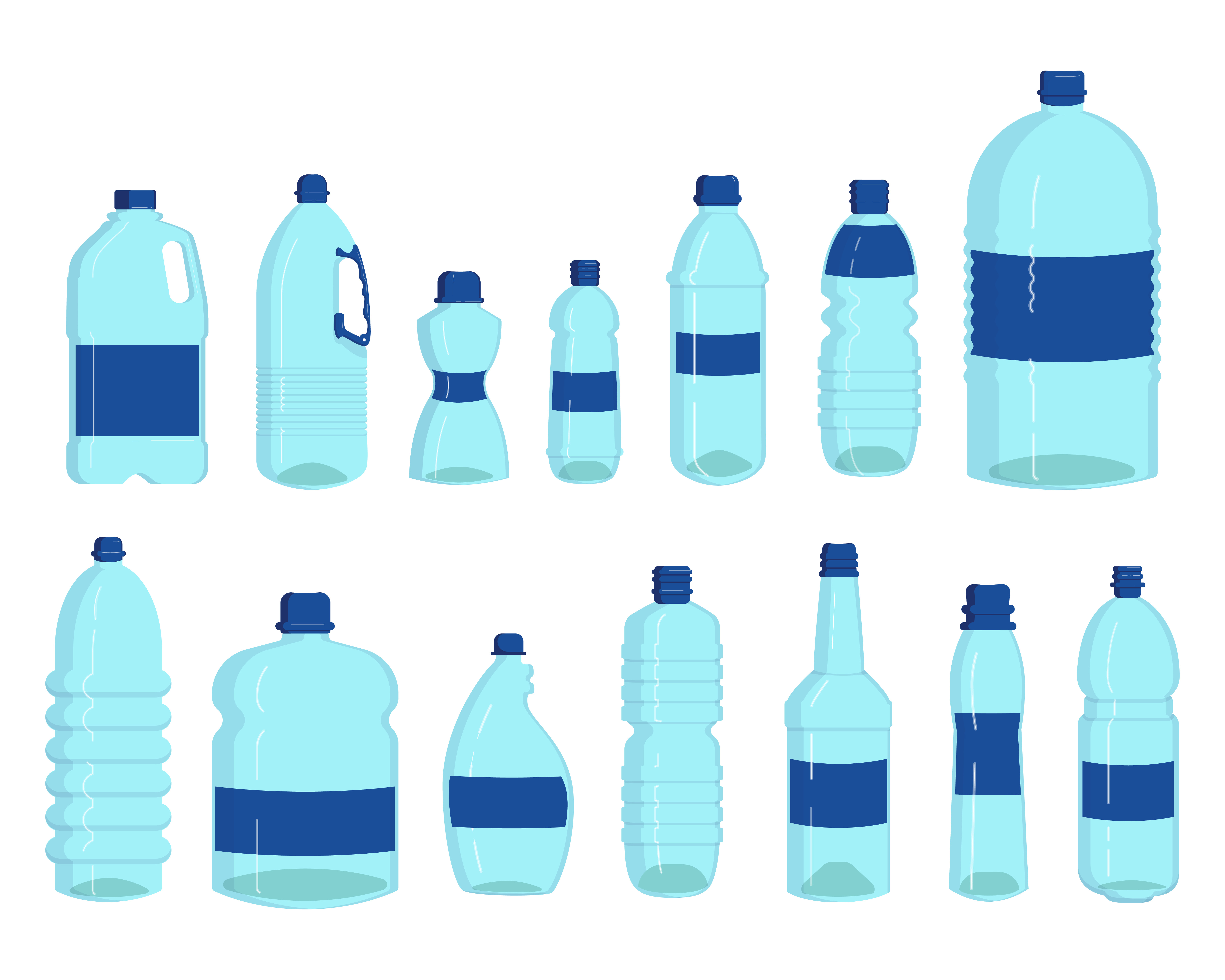 La imagen muestra distintos botes, botellas y garrafas