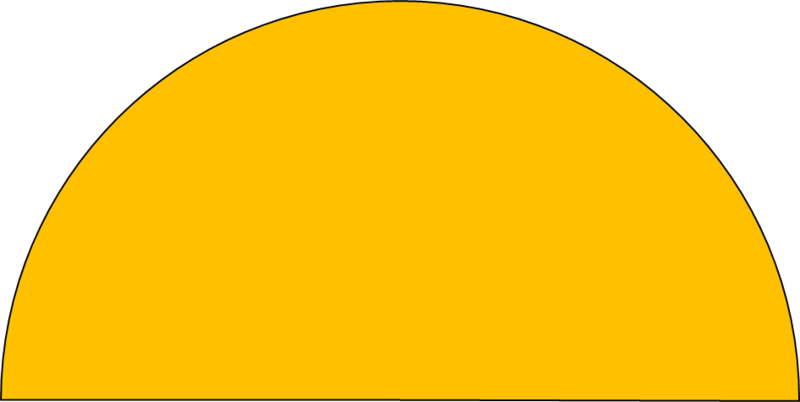 La imagen muestra la mitad de un círculo de color amarillo
