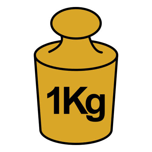 La imagen muestra una pesa de un kilogramo