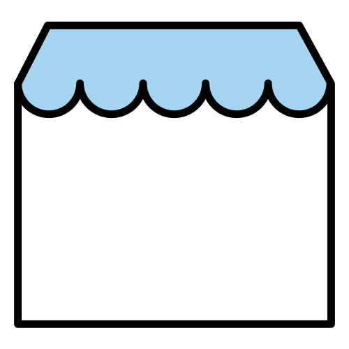 La imagen muestra un puesto vacío con el techo de color azul