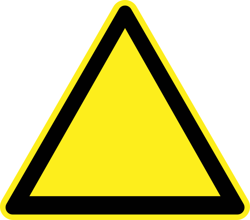 La imagen muestra una señal triangular de fondo amarillo y borde negro que indica un peligro