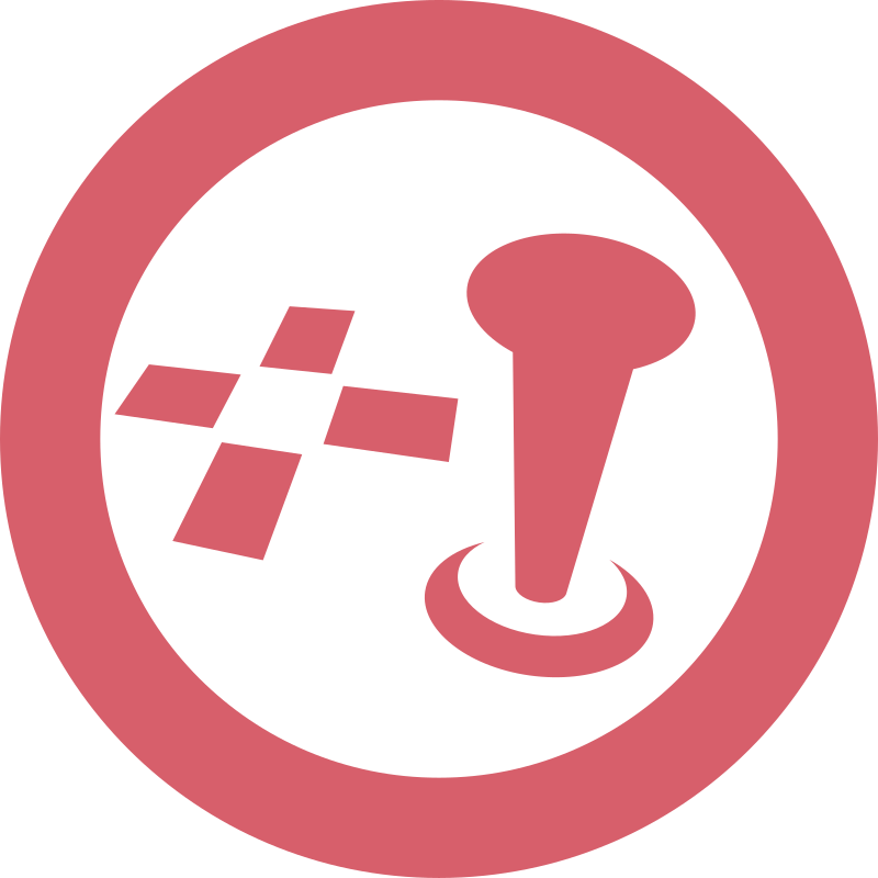 La imagen muestra un icono color rosa con el símbolo de un cursor al lado de un joystick dentro de un círculo.