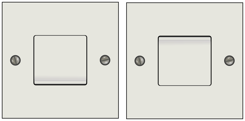 La imagen muestra dos interruptores juntos