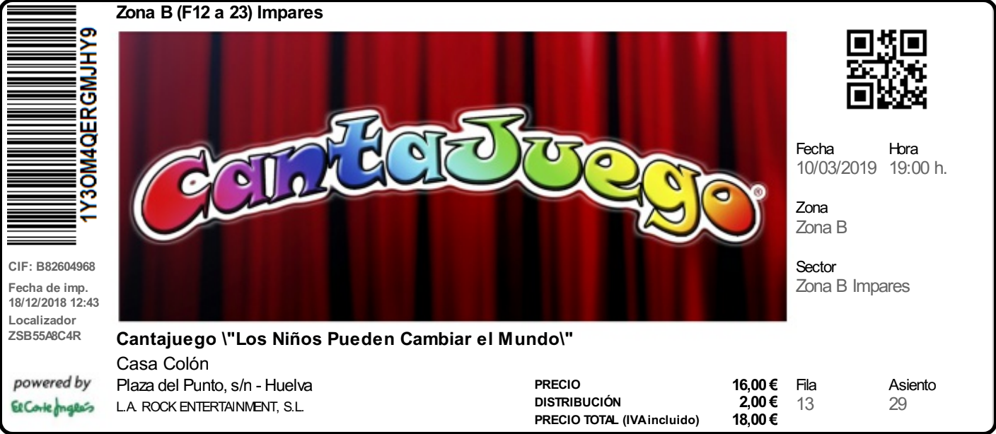 Imagen de una entrada de una actuación de Cantajuegos