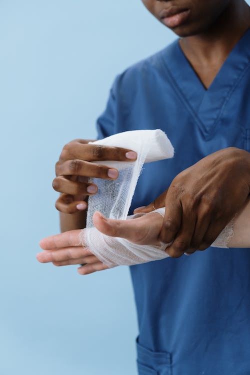 Doctor with a gauze