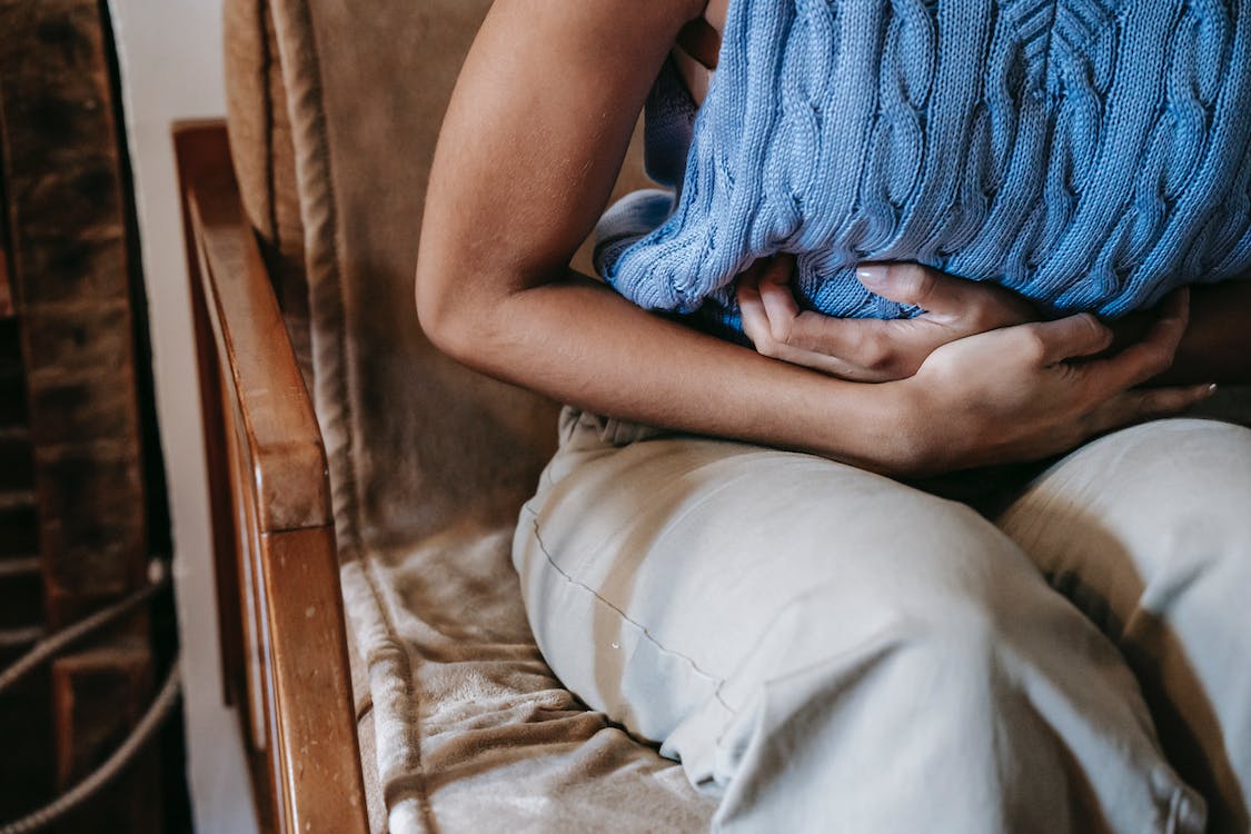 Woman with stomachache