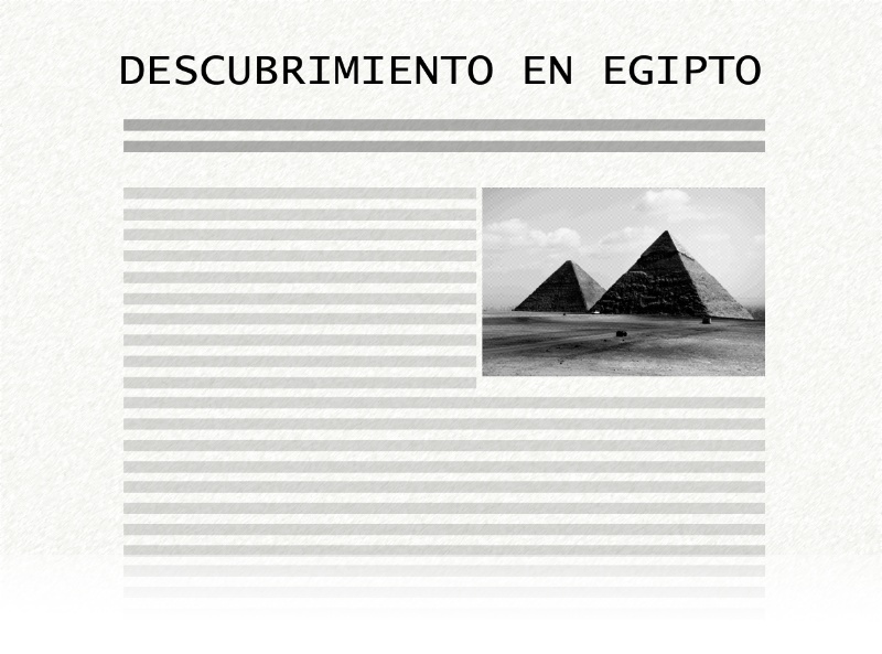 Noticia sobre un descubrimiento en Egipto con una foto de pirámides.