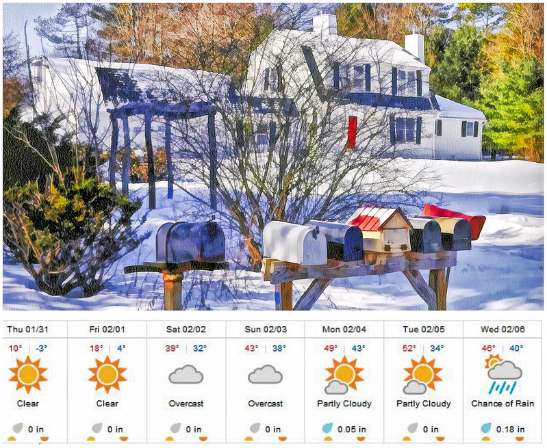 Casa nevada y pronóstico del tiempo.