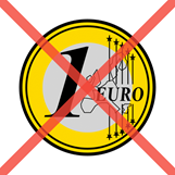 Moneda de un euro tachada con un aspa.