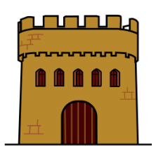 En la imagen se puede ver una torre o castillo con ventanas pequeñas y almenas en la parte superior.
