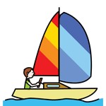 La imagen muestra a una persona manejando el timón de un barco de vela en el mar.