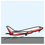 La imagen muestra un avión en el aeropuerto en el momento de despegar de la pista.