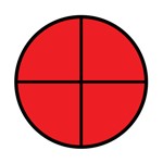 La imagen muestra un círculo dividido en cuatro partes, de las cuales todas ellas están coloreadas en rojo.