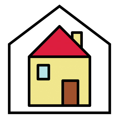 Imagen que representa la figura de una casa que se encuentra dentro de la silueta de una casa de mayor tamaño. 