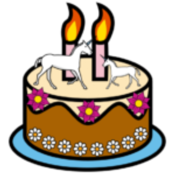 La imagen muestra un dibujo de una tarta adornada con muchos detalles de flores y unicornios.