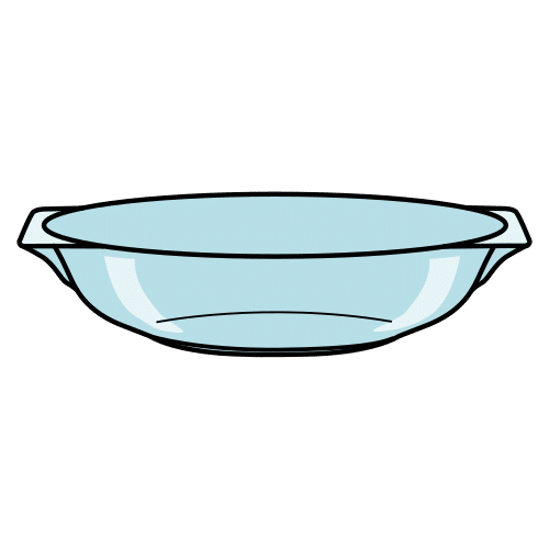 Imagen que representa un plato grande y hondo de cristal con asas en los lados.