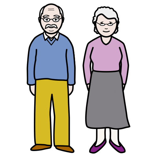 La imagen muestra un hombre y una mujer de edad avanzada. 