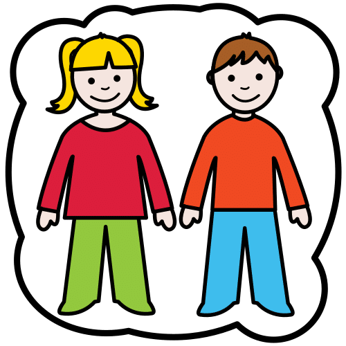 La imagen muestra un niño y una niña. 