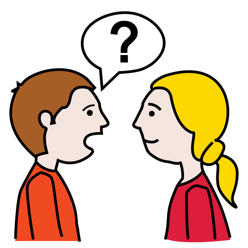 La imagen muestra dos personas conversando.