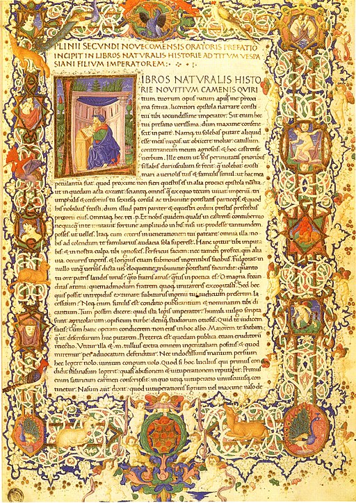 Página inicial de un manuscrito de la obra de Plinio el Viejo, Naturalis Historia