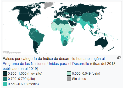 El IDH en el mundo en 2018
