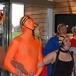 people celebrating comic relief