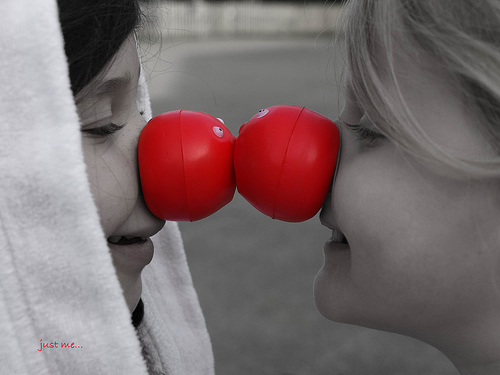 Two children with red noses