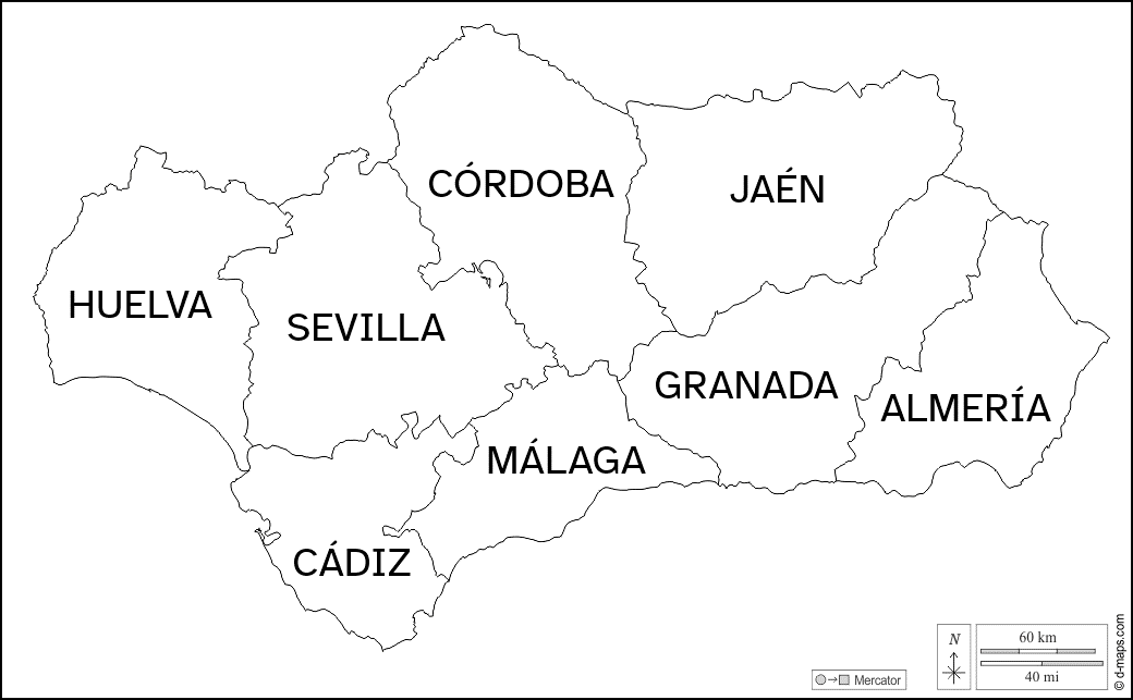 Mapa provincias Andalucía